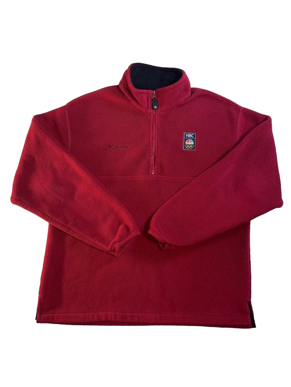 Vintage Columbia Olympics NBC Logo Sports 1/4 Zip Red Embroidered Fleece XL 90’s